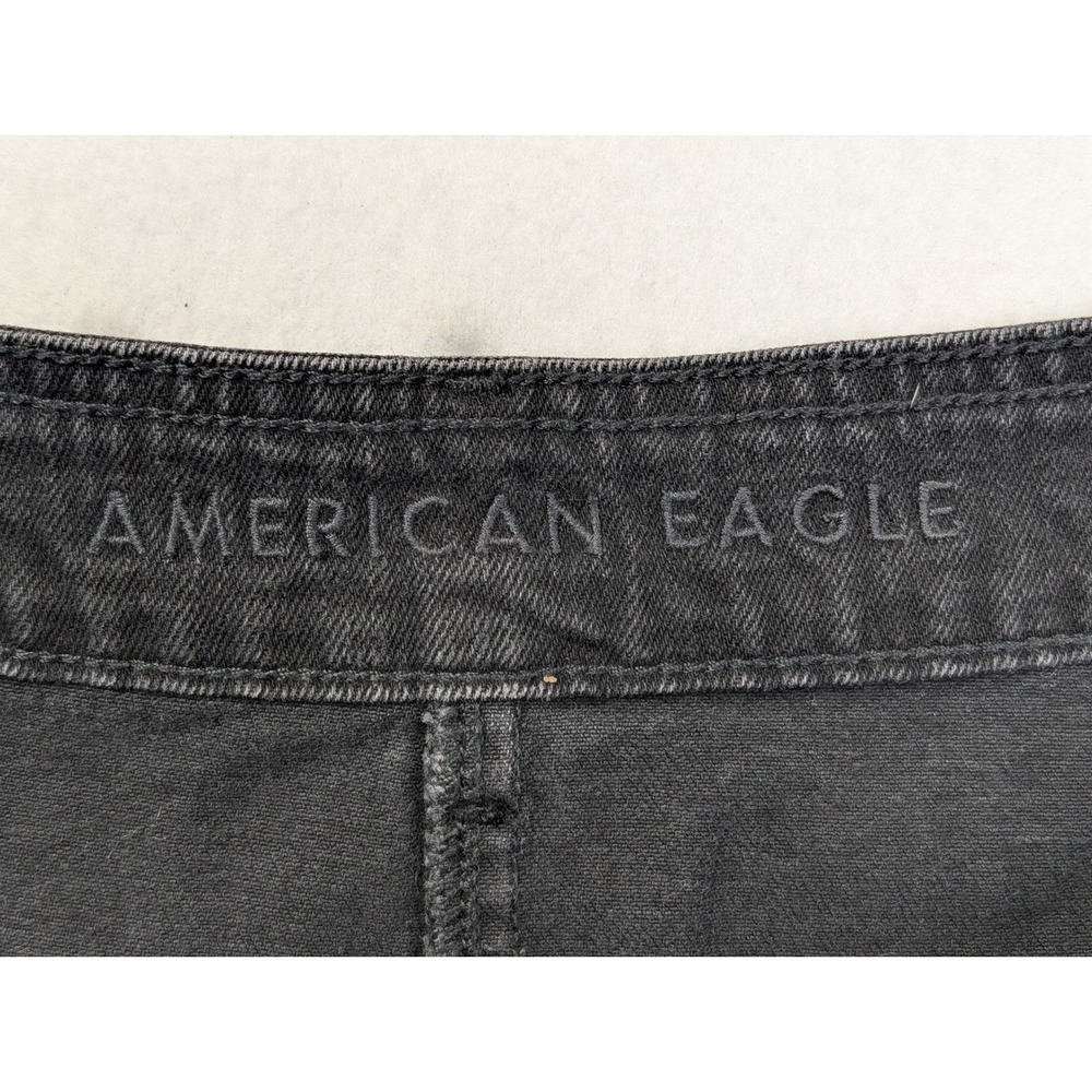 American Eagle Womens Denim Mini Skirt Sz 14 Button Front Black - Picture 3 of 8